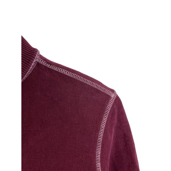 Eddie Bauer Men’s Pullover 1/4 Zip Mock Neck Burgundy Medium Cotton Sweatshirt - Picture 8 of 12